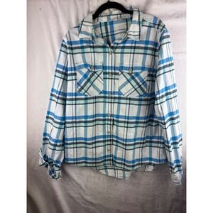 Stio Plaid Button Down Flannel Shirt Womens XL Cotton Gorpcore Indie Outdoor